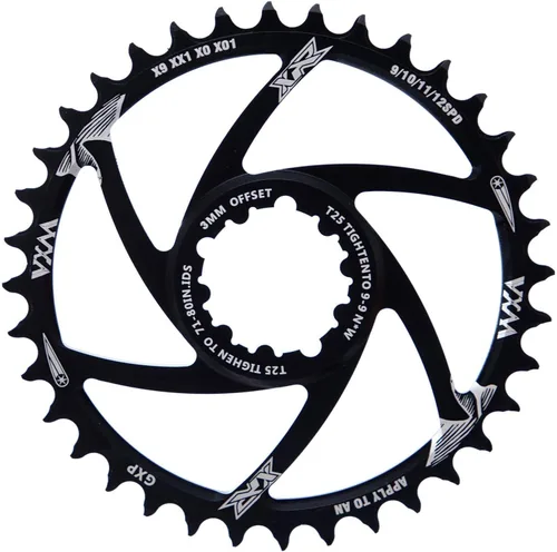 YBEKI Plato estrecho ancho 30T-38T – CNC 7075-T6 aluminio MTB para SRAM GXP/XX1/X01 (desplazamiento de 0.118 in/0.236 in) | Diseño de diente de