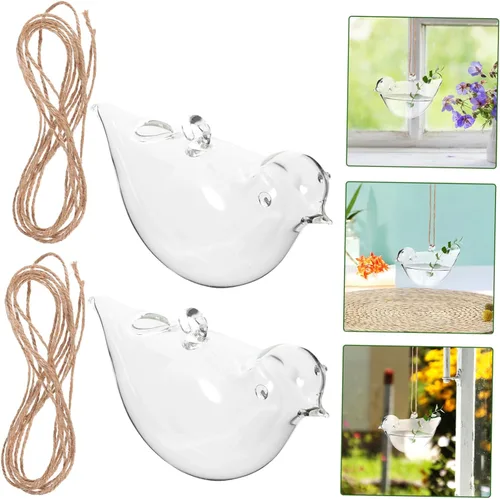 Miniatura 3 de Alipis 2pcs Hanging Glass Flower Pot Bird Shape Hydroponic Planter for Indoor Home Decor Creative Terrarium Container for Succulent Plants