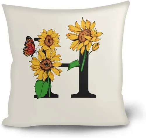 Miniatura 23 de Fundas de almohada decorativas del alfabeto, fundas de almohada con estampado floral de la letra B, fundas de almohada cuadradas suaves, fundas