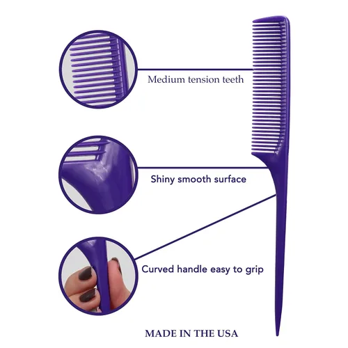 Miniatura 5 de Allegro Combs Peines de cola de rata XL 61 XL, peine de dientes anchos, desenredante, pelo grueso, peinetas de separación de espalda gruesa, peines