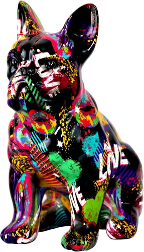 Miniatura 13 de Estatua de Bulldog Francés con Graffiti, Escultura Figurilla de Arte de Perro Animal, Decoración del Hogar para Sala de Estar, Dormitorio, Estante
