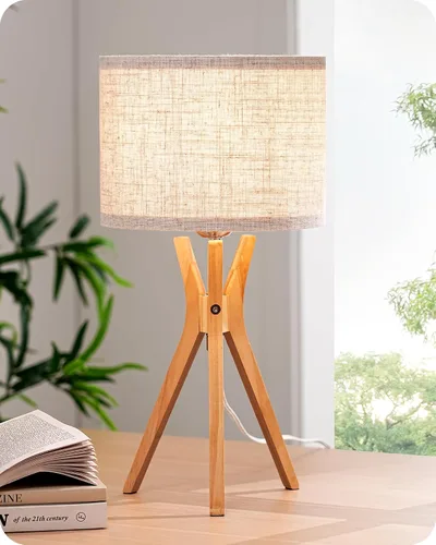 Miniatura 9 de EDISHINE Lámpara de mesa de ratán de 17.5 pulgadas, lámpara de noche de madera con pantalla tejida de cuerda de papel hecha a mano, lámpara