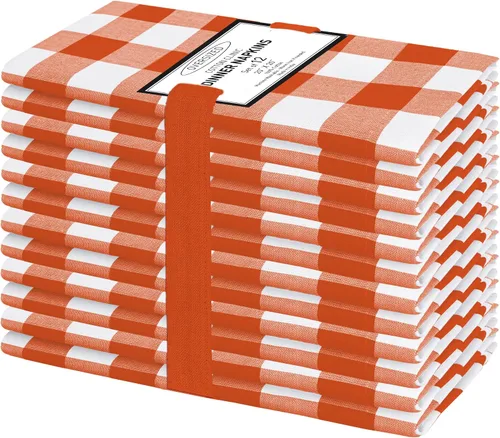 Miniatura 11 de Cotton Clinic Servilletas de tela 100% algodón, grandes, 20 x 20 pulgadas, juego de 4 servilletas de mesa a cuadros a cuadros – Servilletas de mesa