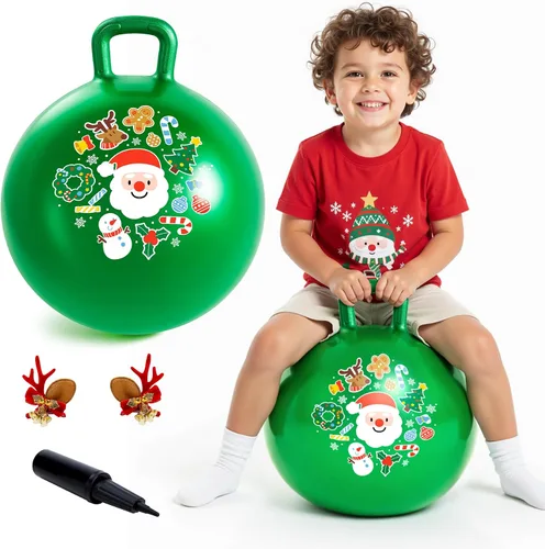 Miniatura 11 de Pelota Hopper, pelota saltarina con asas, juguetes Hoppity Hop de 20 pulgadas, juguetes para sentarse y rebotar para niños y niñas Sonrisa azul