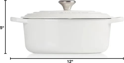 Miniatura 8 de Le Creuset Horno holandés ovalado Signature de hierro fundido esmaltado, 2.75 cuartos de galón., Blanco