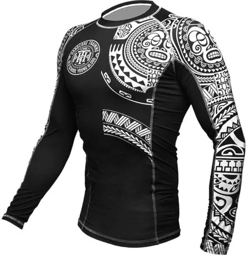 Miniatura 3 de Hardcore Training Camiseta de compresión para hombre, manga larga, Jiu Jitsu, MMA No-Gi, BJJ apretada, capa base de combate
