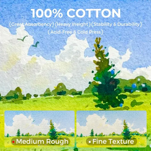 Miniatura 2 de Cuaderno de acuarela Funto, 4.7x4.7, paquete de 2, 24 hojas cada uno, 100% algodón prensado en frío, 300 g/m²/140 lb, suministros de arte para Verde