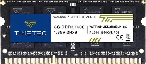 Miniatura 11 de Timetec Premium Kit de memoria Ram de 16 GB (2 x 8 GB) DDR3L/DDR3 1600 MHz PC3L-12800 no ECC sin búfer 1,35 V/1,5 V CL11 2 Rx8 doble rango 204 pines