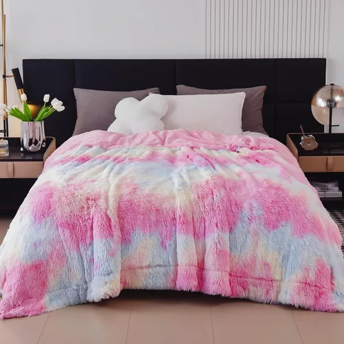 Miniatura 62 de GONAAP Manta de Tiro de Piel Sintética Mullida Tamaño Twin Rosa Claro Súper Suave Acogedora Felpa Mullida Lanuda para Sofá, Sillón o Cama
