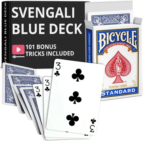 Miniatura 20 de Ted's Sterling Magic Precision Blue Rider Back Bicicleta Svengali Deck con instrucciones para más de 100 trucos (2 de clubes)