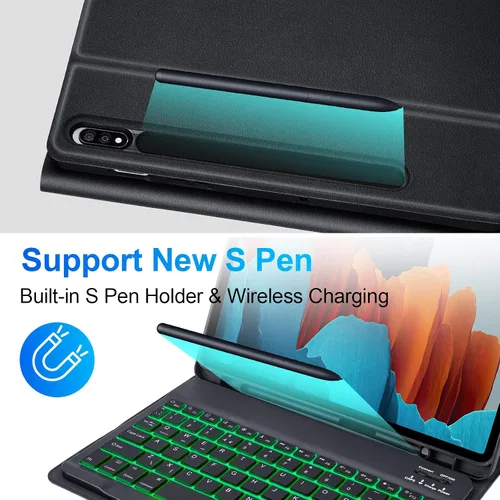 Miniatura 4 de SOPPY Funda de teclado retroiluminada para Samsung Galaxy Tab S6 Lite de 10.4 pulgadas 2022/2020(SM-P610/P613/P615/P619), funda de teclado delgada