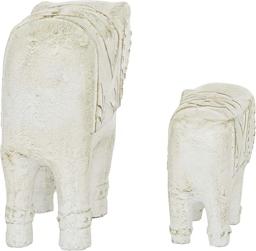 Miniatura 7 de Deco 79 Escultura decorativa de elefante de cerámica para decoración del hogar, juego de 2 figuras decorativas de 9 pulgadas, 13 pulgadas de ancho