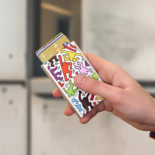 Miniatura 32 de ÖGON -DESIGNS- Tarjetero automático de aluminio, protección RFID contra fraude y desmagnetización, cartera delgada y minimalista para hombres