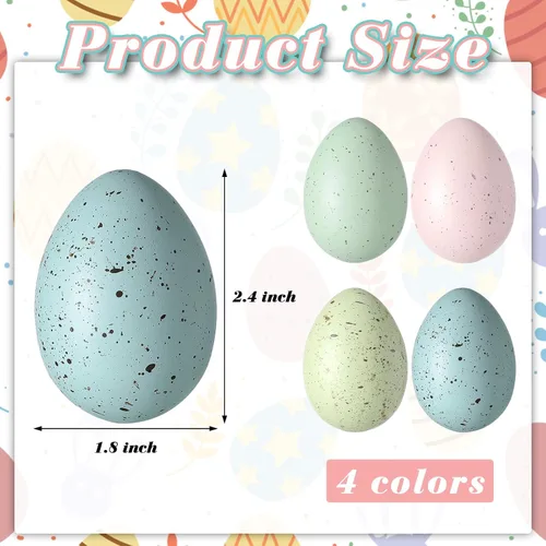 Miniatura 2 de SiliFine 16 huevos moteados de Pascua de 2.4 pulgadas, cuenco de plástico para huevos moteados, relleno de jarrón para exhibiciones de primavera