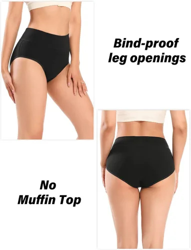Miniatura 5 de POKARLA Ropa interior de algodón de cintura alta para mujer, cobertura completa, suave, transpirable, bragas para mujer