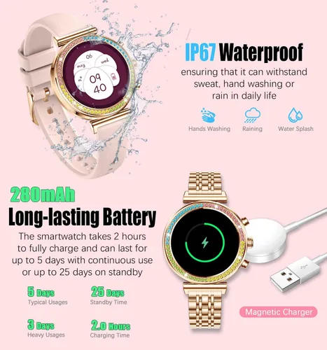 Miniatura 6 de TYBERLEY Reloj inteligente para mujer, pantalla HD de 1.27 pulgadas, Bluetooth llamadas, rastreador de actividad física, reloj inteligente deportivo