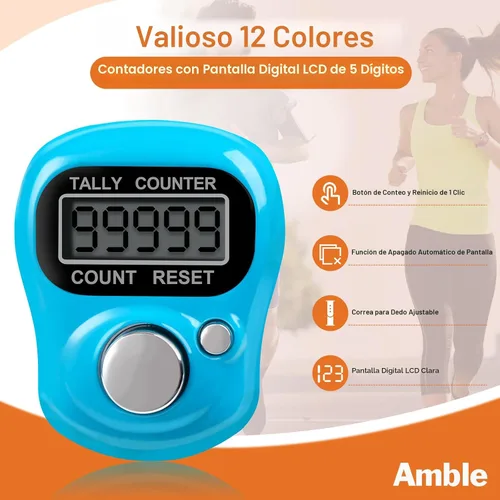 Miniatura 2 de Amble Paquete de 12 Contadores Electrónicos de Dedo, Pantalla LCD Digital Electrónica de 5 Dígitos, Contador de Clicker de Mano, Contador de Mano