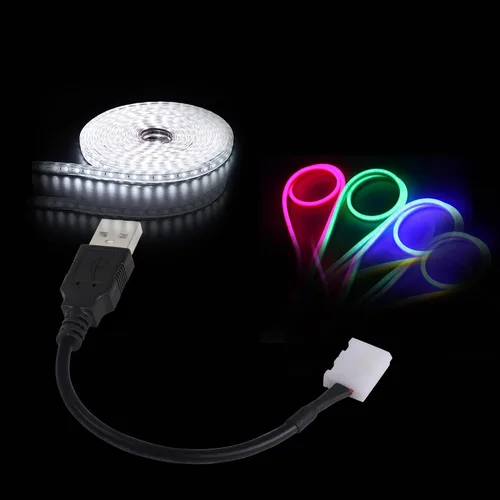 Miniatura 7 de Conector de luz LED USB de 0.394 in - USB a 2 pines, clip sin soldadura para tiras de luz LED 3528/5050 (paquete de 6)