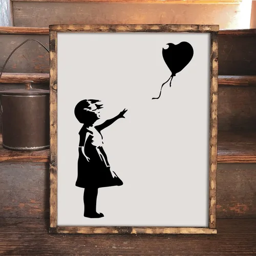 Miniatura 5 de Banksy Balloon Girl - Lienzo artístico, plantilla de graffiti