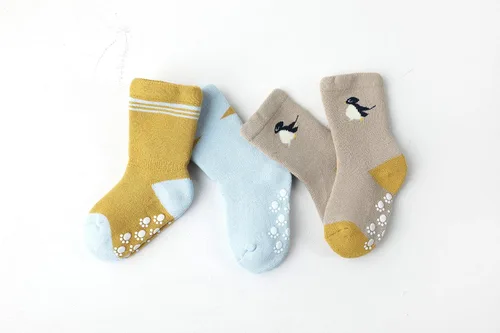 Miniatura 8 de Juego de 6 calcetines de algodón grueso para bebé, unisex, antideslizantes, antideslizantes