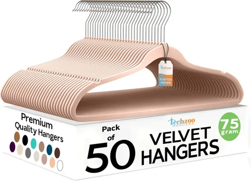 Miniatura 17 de Techzoo Perchas de Terciopelo Premium Paquete de 50 Perchas Ultra Delgadas Antideslizantes de Fieltro para Adultos que Ahorran Espacio para Perchas