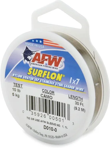 Miniatura 10 de Alambre de pesca americano Surflon recubierto de nailon 1x7 de acero inoxidable, línea líder de pesca para agua salada, prueba de 10 libras - prueba