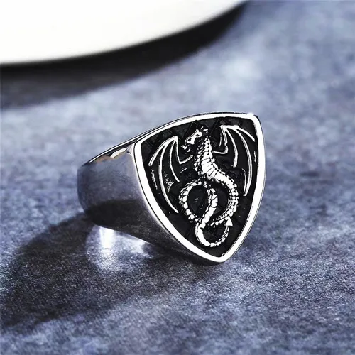 Miniatura 3 de LAIMIUMIU33 Anillo de dragón para hombre, estilo vikingo de fuego, estilo amuleto de motociclista, nórdico, étnico, 316, de acero inoxidable, anillo
