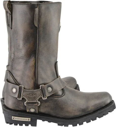 Miniatura 9 de Milwaukee Leather MBL9361 - Botas de piel para mujer, con arnés clásico, puntera cuadrada, color marrón envejecido, de 11 pulgadas