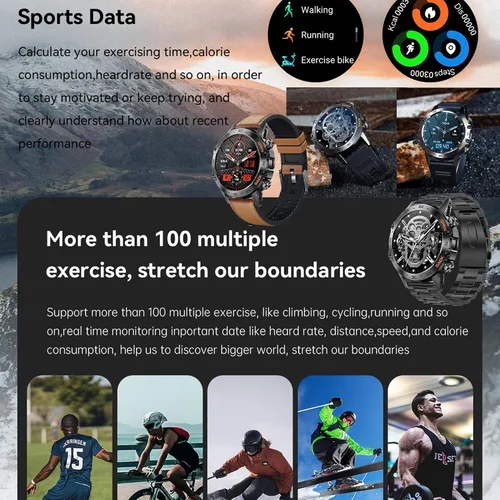 Miniatura 6 de Reloj inteligente militar para hombre (respuesta/llamadas de marcación), rastreador de fitness para iPhone Android, rastreador de actividad de 1.39