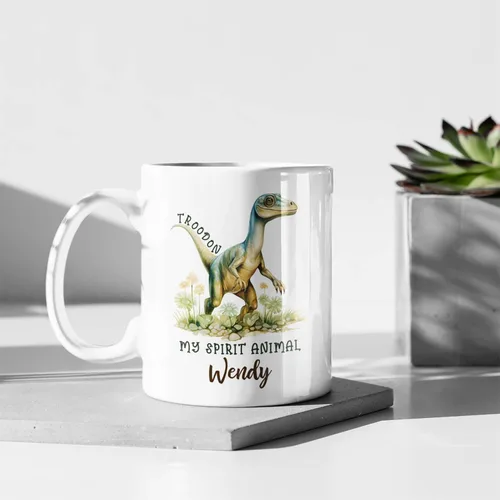 Miniatura 3 de Troodon My Spirit - Taza de café personalizada con nombre personalizado, taza de café de dinosaurio para amantes de los dinosaurios, tazas