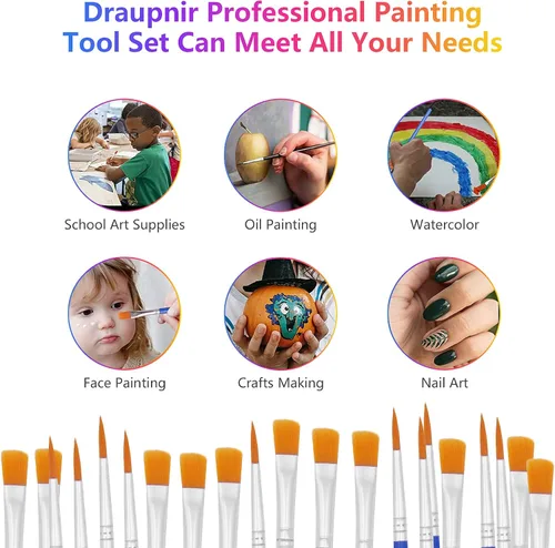 Miniatura 8 de 20 tiras de 120 macetas, tiras de pintura vacías con tapa, mini recipientes de almacenamiento transparentes y 40 pinceles de pintura, suministros