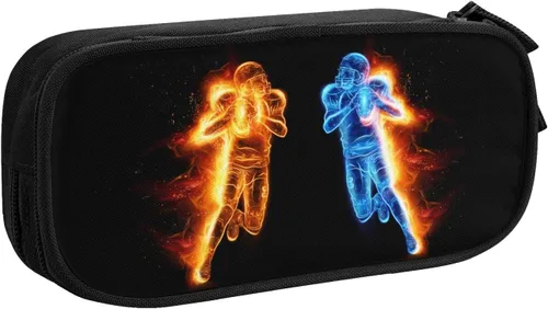 Miniatura 11 de Estuche para lápices de baloncesto para niños y niñas, estuche negro fresco de alta capacidad con cremalleras, caja de lápices deportiva