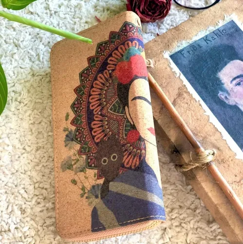 Miniatura 3 de Soul Living Creations Frida Kahlo Cork Vegan Wristlet Wallet Mexican Art Design