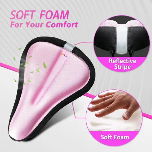 Miniatura 3 de YLG Cojín de asiento de bicicleta para niñas, funda de asiento de bicicleta acolchada de gel para niños, transpirable y extra suave, espuma