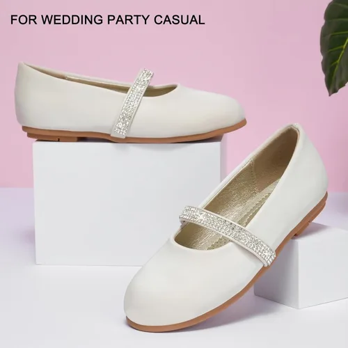 Miniatura 5 de Zapatos de vestir para niñas con flores, zapatos de princesa Mary Jane, zapatos de ballet para niños pequeños y grandes, zapatos elegantes