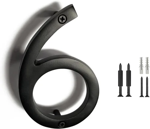 Miniatura 35 de NACH Números de casa flotantes, números de casa negros de aluminio de 6 pulgadas para exteriores, número 5, números de puerta con accesorios
