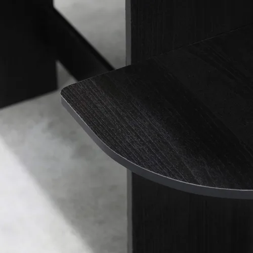 Miniatura 8 de Furinno - Escritorio compacto para computadora con estantes, Tablero de partículas, Americano/Negro