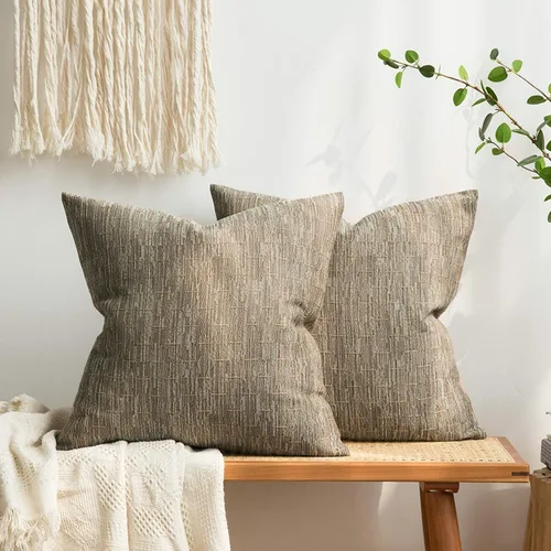 Miniatura 48 de MIULEE - Juego de 2 fundas de almohada decorativas de lino de arpillera, modernas, estilo campestre, rústicas, tejidas, con textura, para sofá