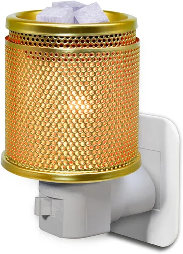 Miniatura 13 de CVHOMEDECO. Calentador eléctrico de cera para pared, calentador de tarta de metal doble perforado, calentador de velas decorativo para velas