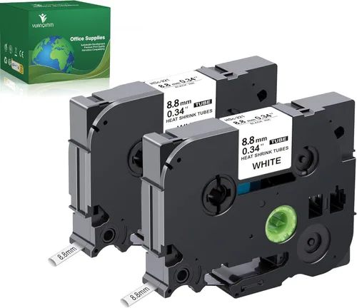 Tubo termorretráctil compatible con Brother HSe-221 HSe221 HS-221 HS221 HS221 Cinta de etiquetas negra sobre blanca para impresora PTouch PT-E300