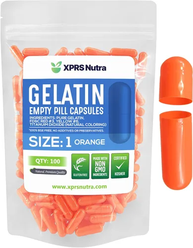 Miniatura 14 de XPRS Nutra Cápsulas vacías de tamaño 1 – 500 cápsulas vacías de gelatina – Pastillas de relleno de cápsulas de bricolaje – Cápsulas de gel de Oro