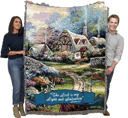 Miniatura 25 de Pure Country Weavers Great is Thy Faithfulness Blanket - Escrituras - Lamentaciones 3:23 - Tapiz cuadrado para regalo de regazo tejido de algodón