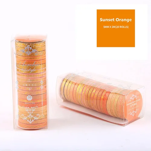 Miniatura 3 de Juego de Cinta Washi Dorada Delgada con Impresión Básica de Lámina, Cintas de Enmascarar Decorativas para Artes, Manualidades DIY, Diarios, Naranja