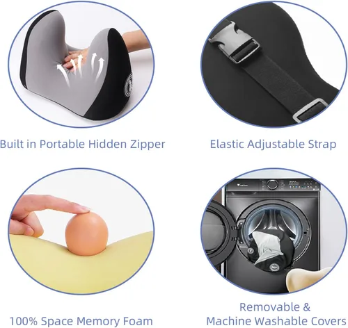 Miniatura 3 de SPRFUFLY Paquete de 2 almohadas para reposacabezas de coche, almohada de nube para coche con correa ajustable - 100% espuma viscoelástica y funda