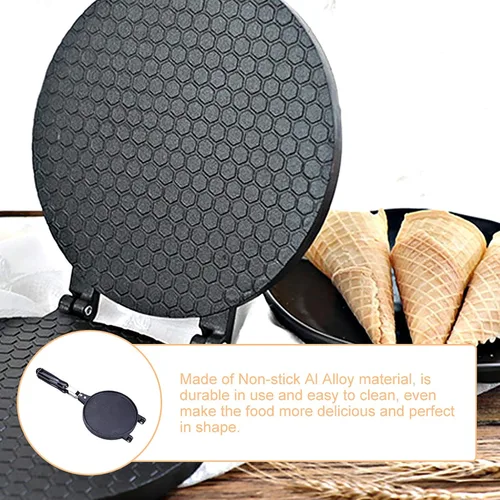 Miniatura 4 de Máquina para hacer conos de gofres, fabricante de rollos de huevos antiadherentes, molde de tortilla crujiente de aleación de aluminio, molde