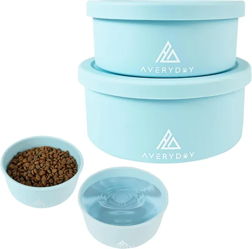 Miniatura 10 de AVERYDAY Cuencos de viaje para perros de 30 onzas con tapas, cuencos portátiles 2 en 1 para alimentos y agua, cuenco de agua y comida para perros