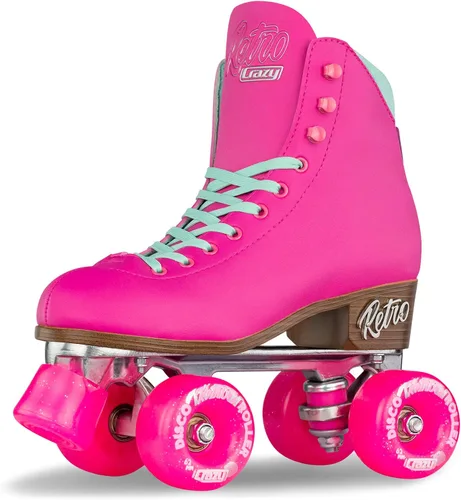 Miniatura 12 de Crazy Skates Retro Roller Skates Adjustable or Fixed Sizes Classic Quad Skates for Men, Women and Girls Rosa (ajustable)