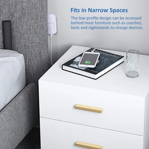 Miniatura 4 de Cargador de pared delgado, paquete de 2 cargadores de pared USB-A de doble puerto de 3A/5V con enchufe plegable, enchufe de pared USB doble plano