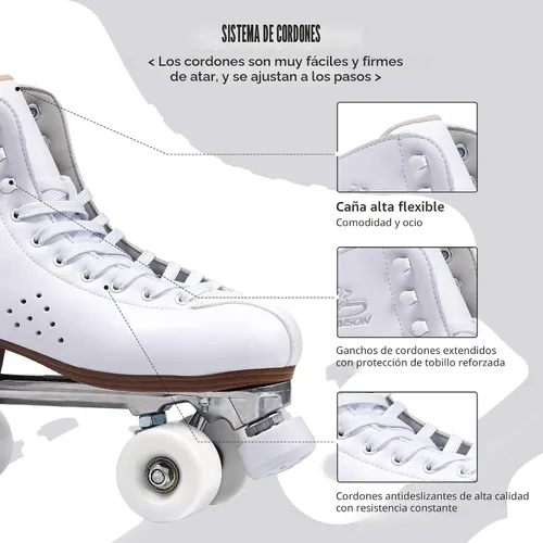 Miniatura 4 de PAPAISON Patines de ruedas para mujeres y hombres, de lujo de 2 capas de microfibra de cuero de doble fila - Patines clásicos de ruedas para niñas