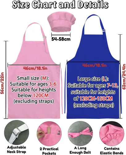 Miniatura 4 de Delantal personalizado para niños con bolsillo para nombre, sombrero de chef personalizado y delantal para cocina, cocina, hornear, pintura